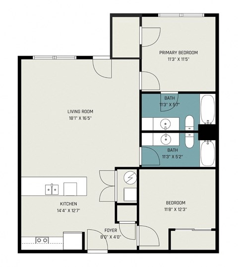two bedroom two bathroom floor plan Oakwood Hills Mechanicsburg, PA PMI